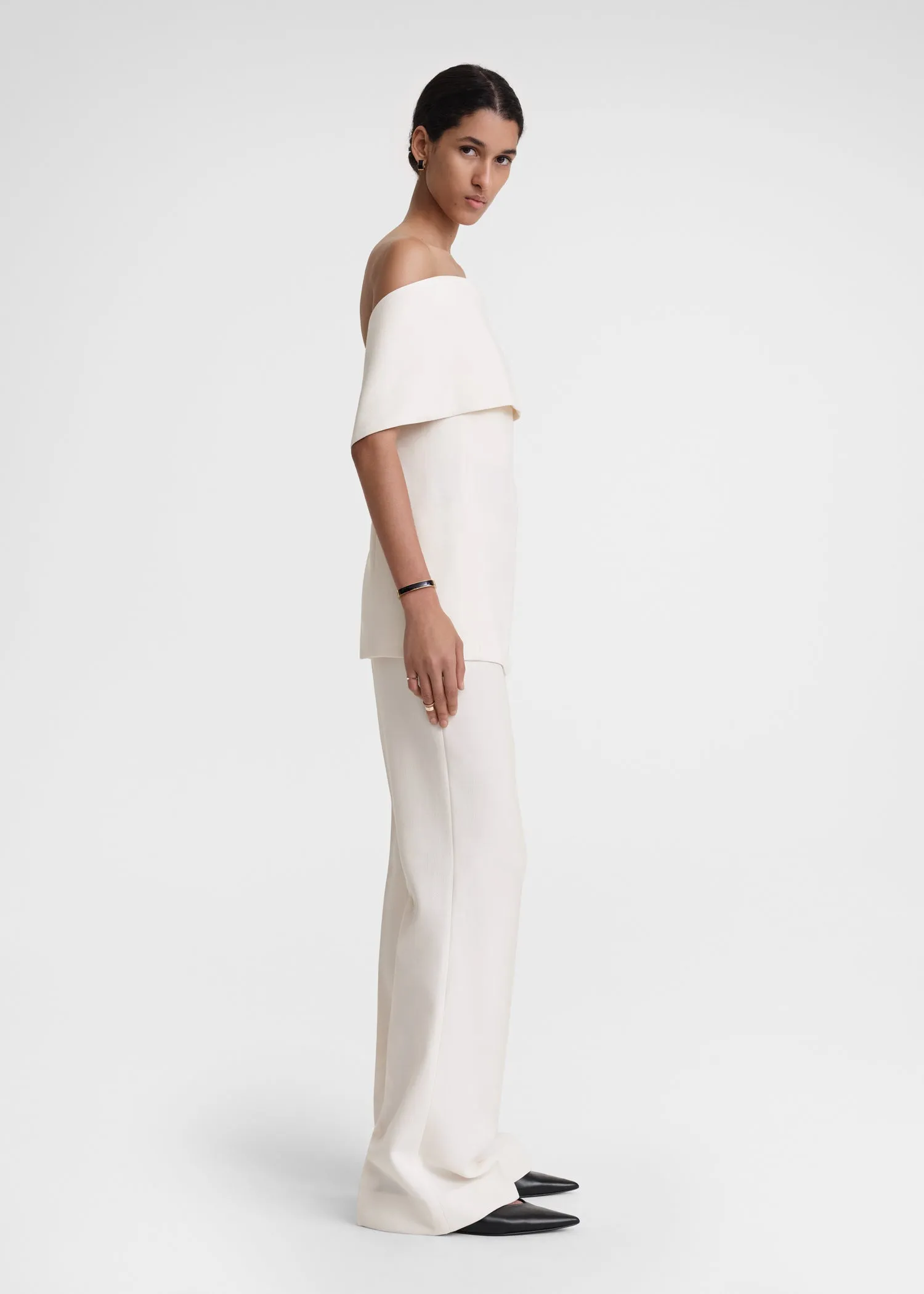 Off-shoulder evening top macadamia sold by Toteme product image thumbnail 3