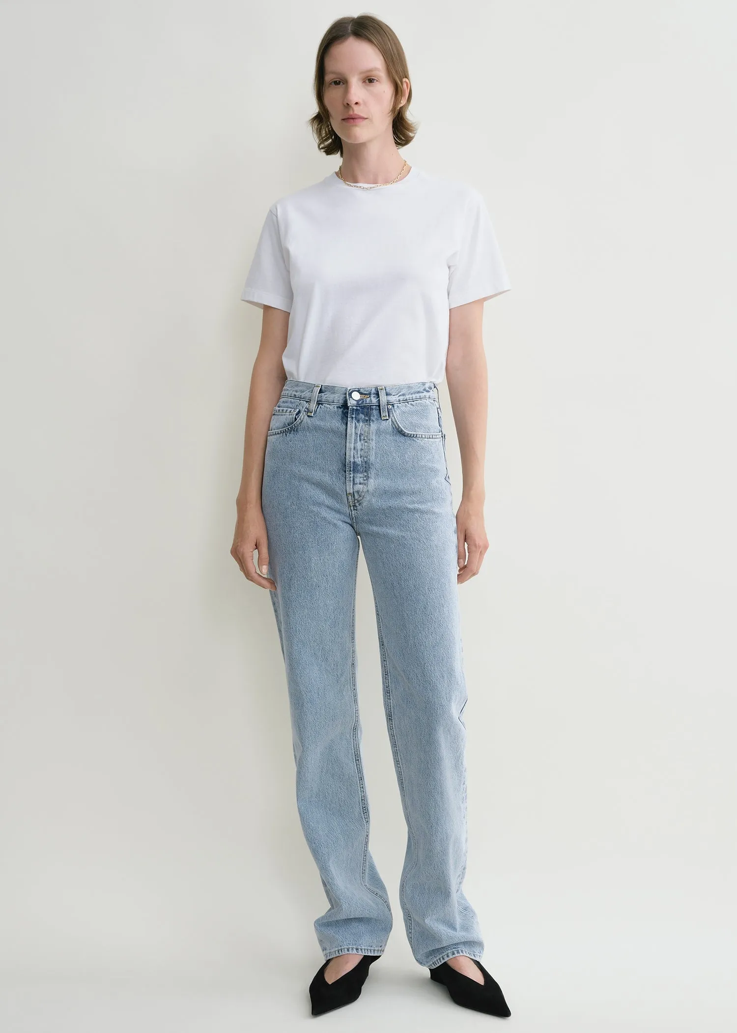 Classic cut denim full length cool blue sold by Toteme