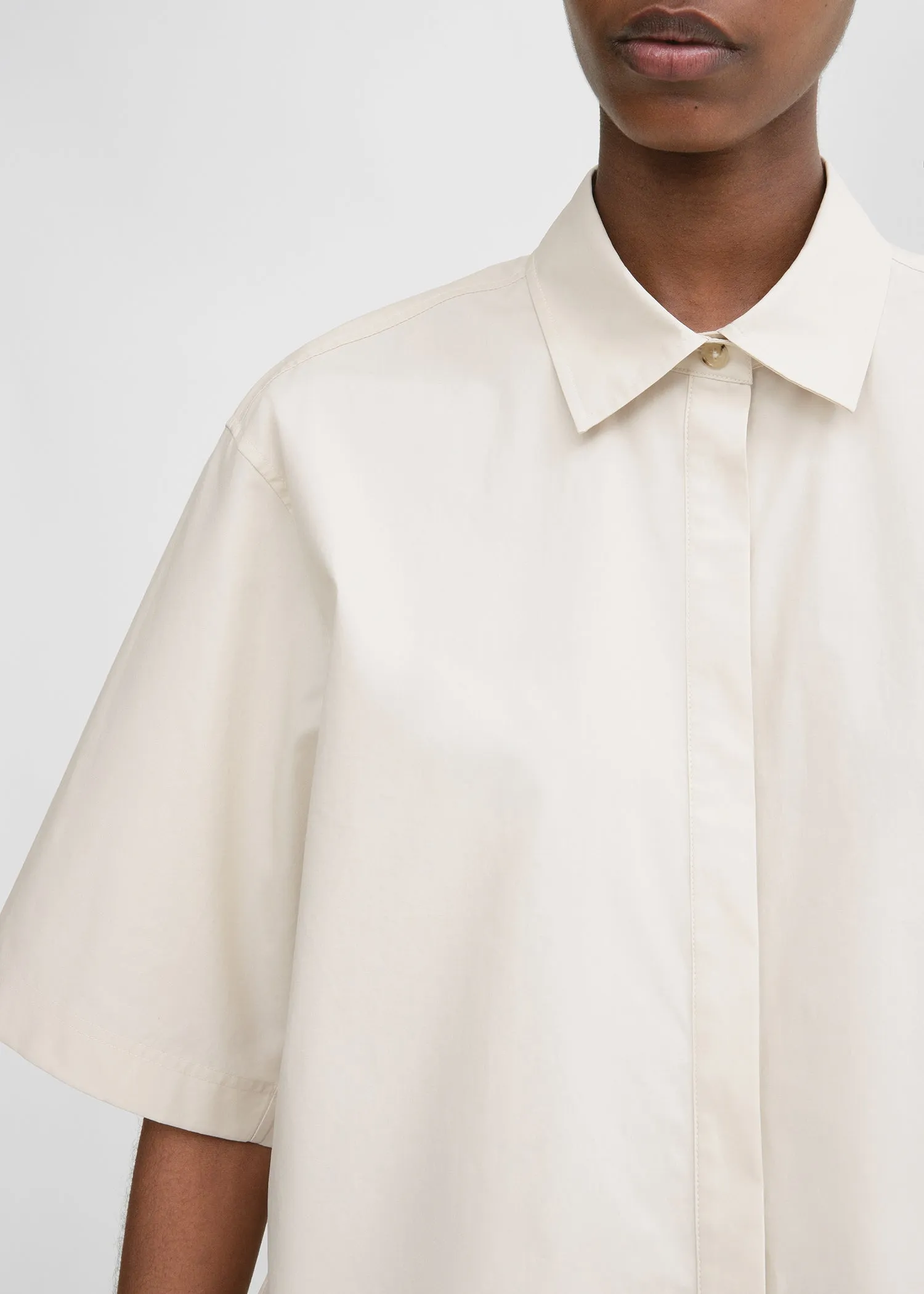 Cropped cotton-poplin shirt stone sold by Toteme product image thumbnail 2