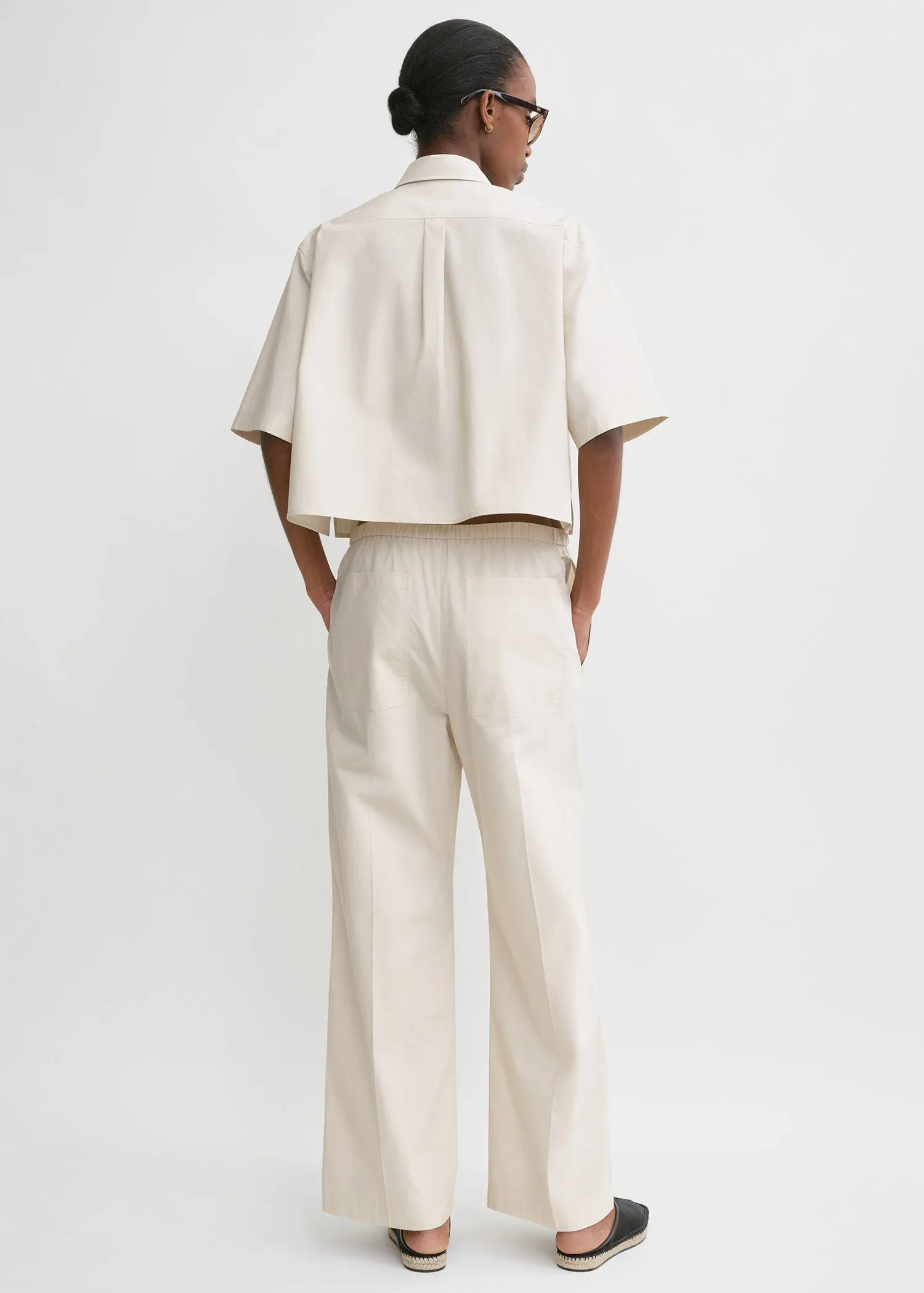 Cropped cotton-poplin shirt stone sold by Toteme product image thumbnail 4