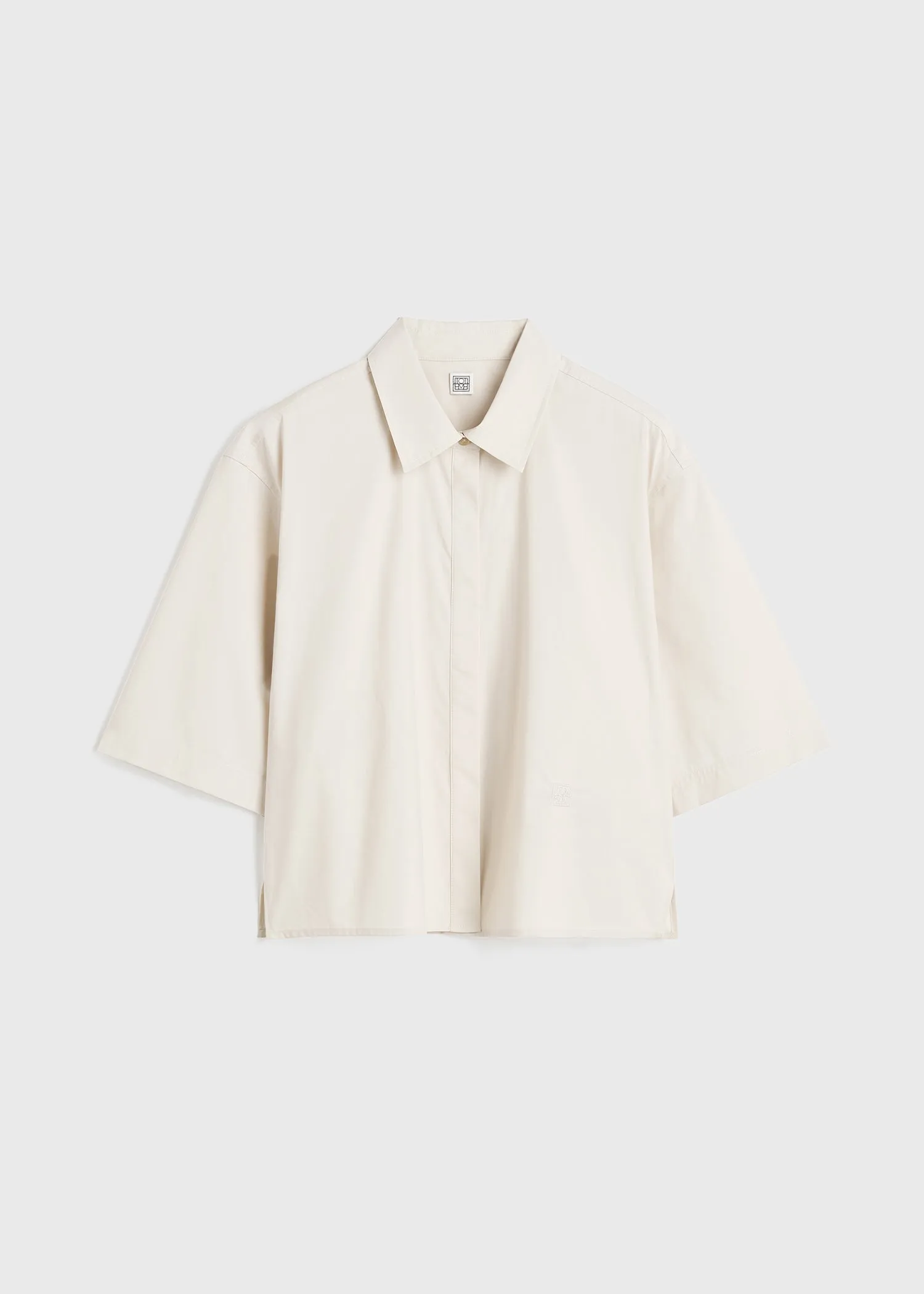 Cropped cotton-poplin shirt stone sold by Toteme product image thumbnail 5