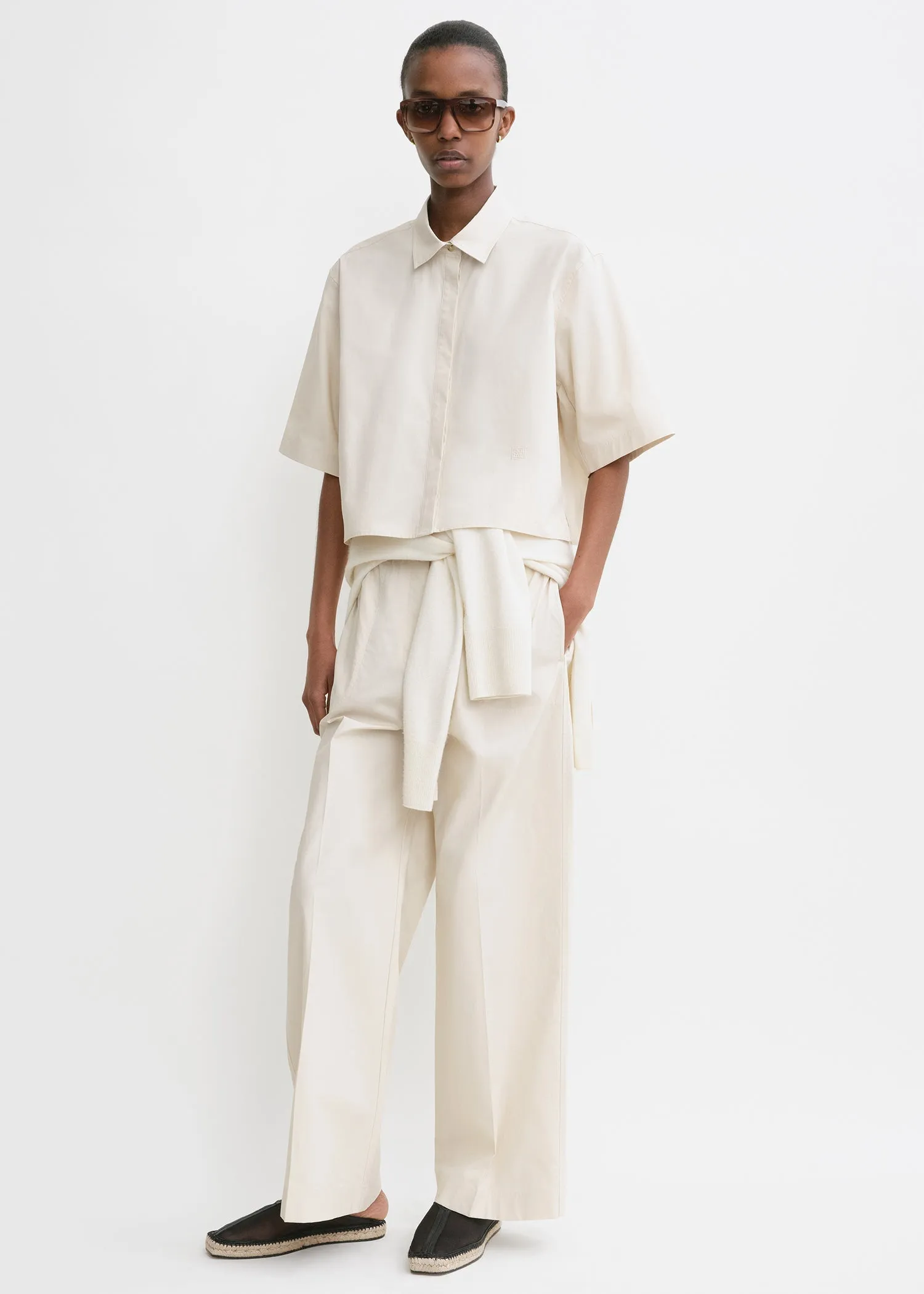 Cropped cotton-poplin shirt stone sold by Toteme