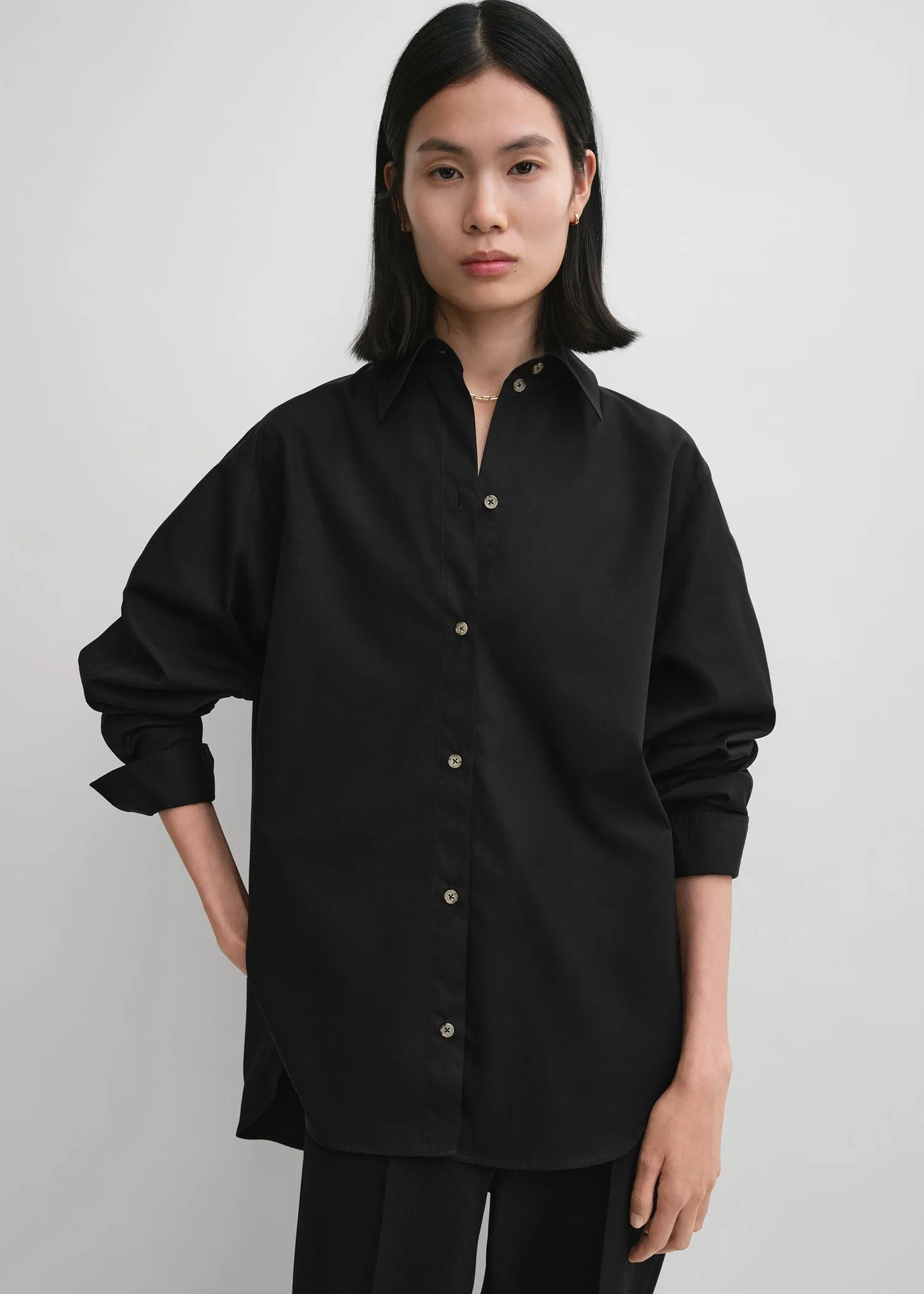 Kimono-sleeve poplin shirt black sold by Toteme product image thumbnail 4
