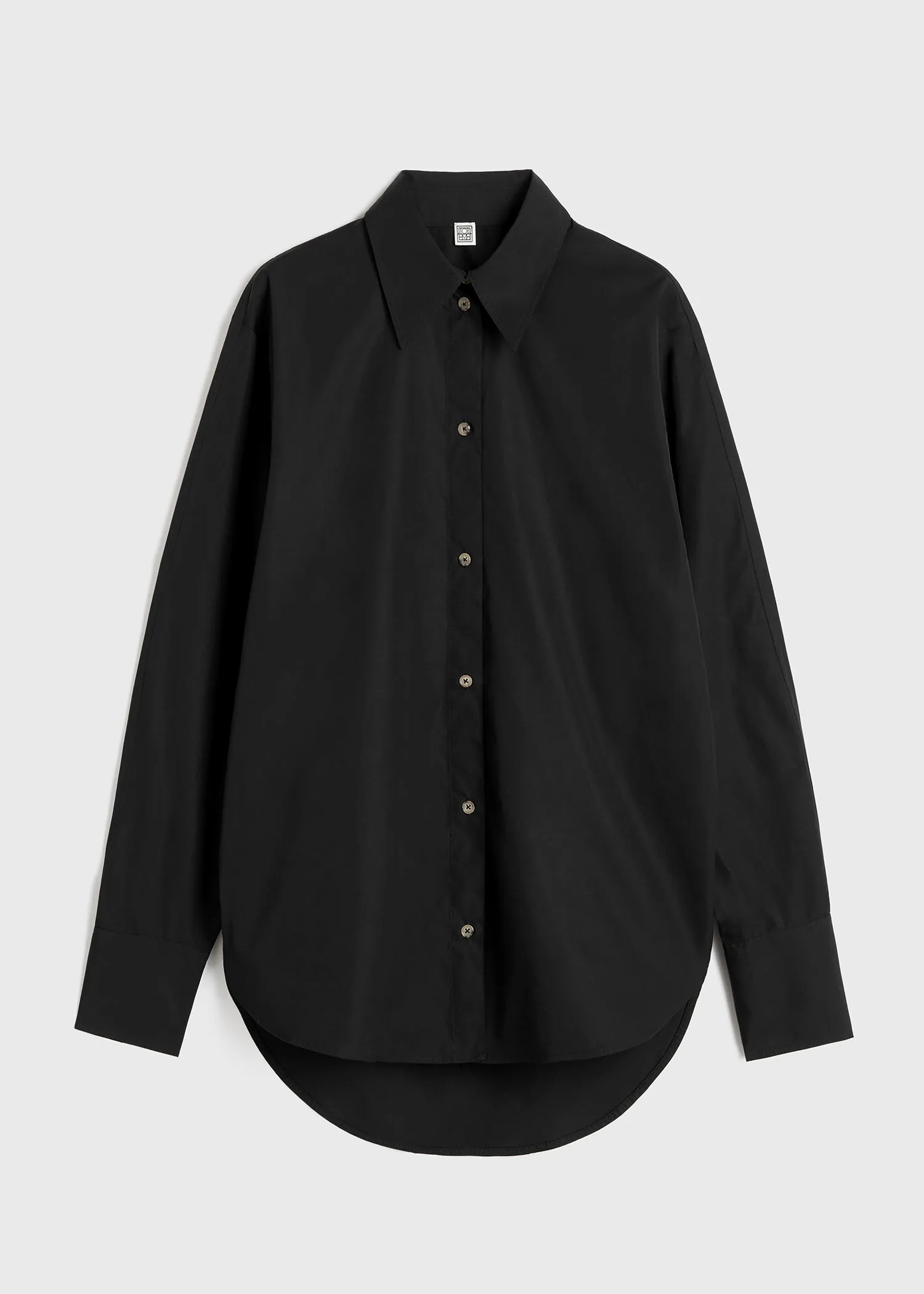 Kimono-sleeve poplin shirt black sold by Toteme product image thumbnail 5