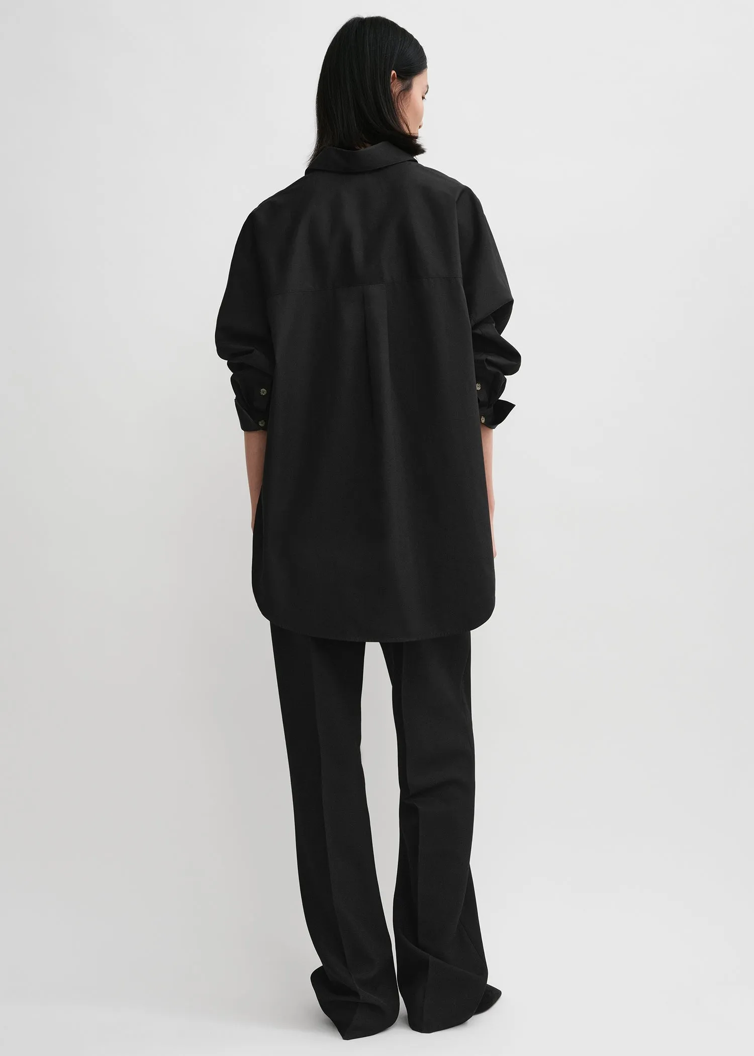 Kimono-sleeve poplin shirt black sold by Toteme product image thumbnail 3
