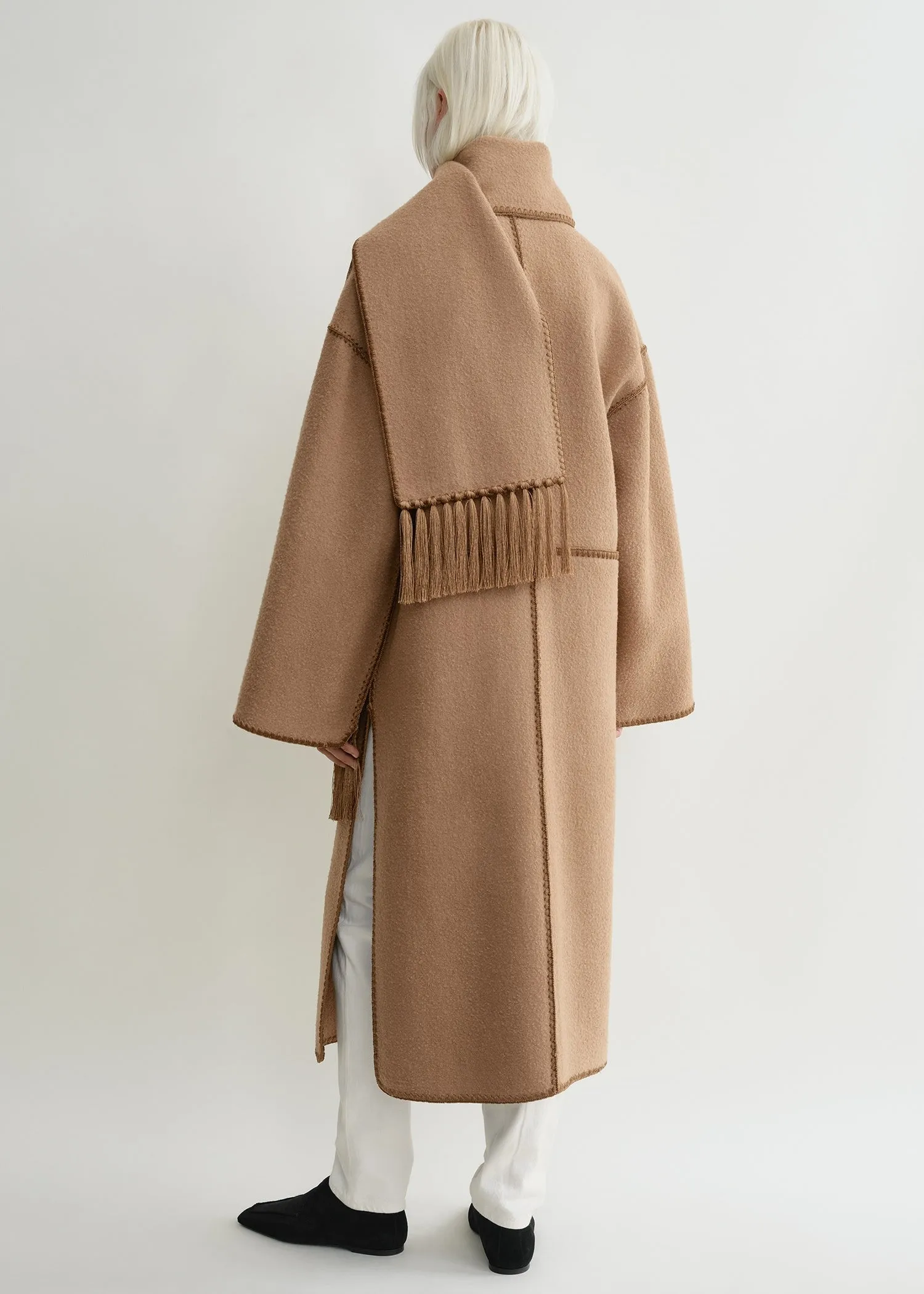 Embroidered scarf coat camel sold by Toteme product image thumbnail 3