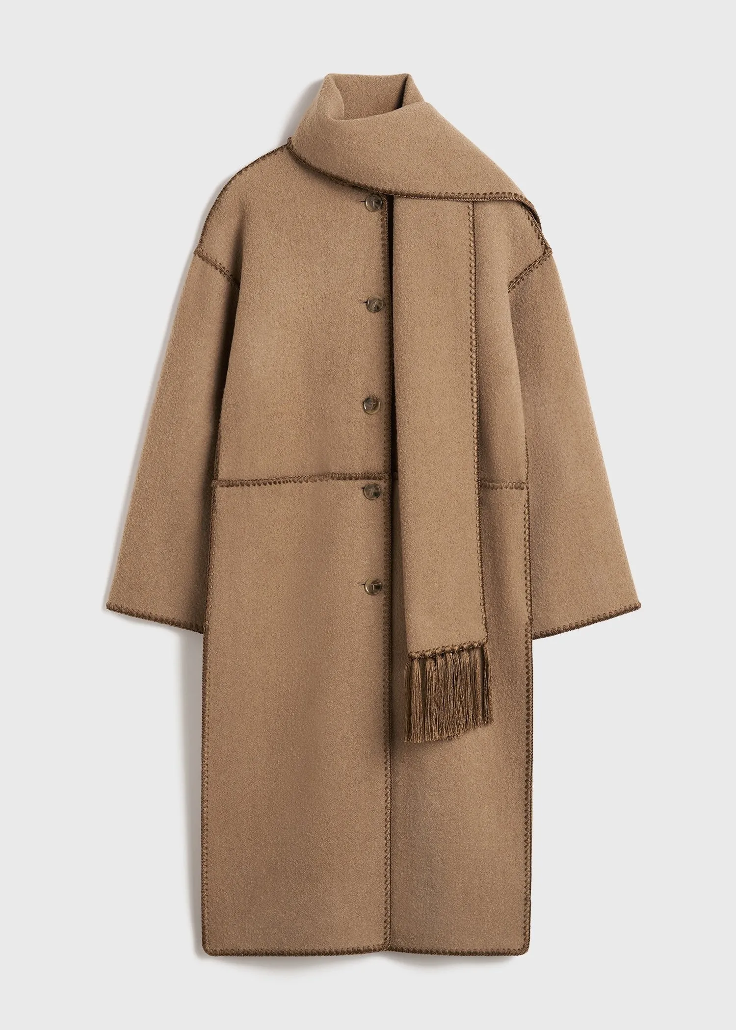 Embroidered scarf coat camel sold by Toteme product image thumbnail 5