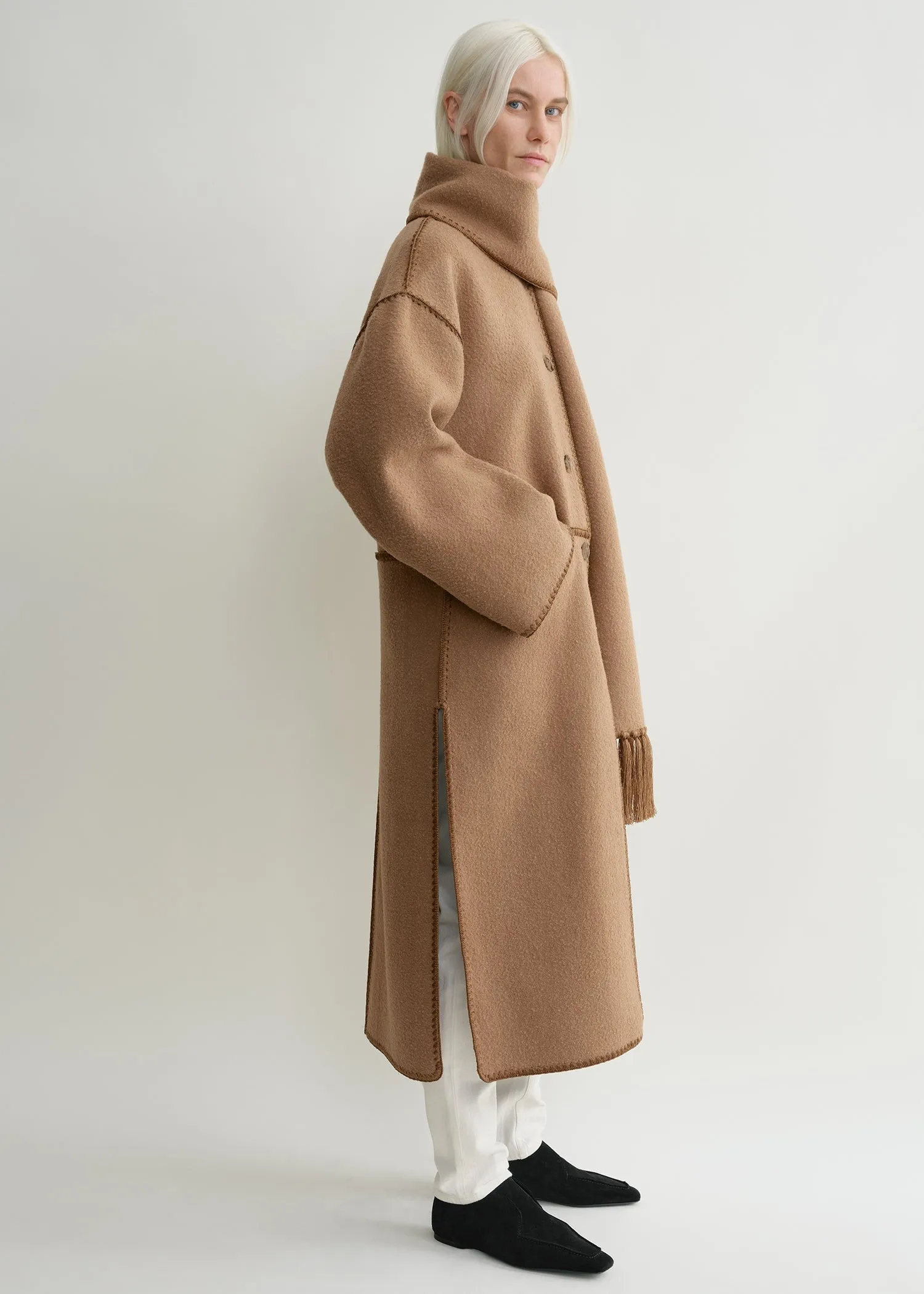 Embroidered scarf coat camel sold by Toteme product image thumbnail 2