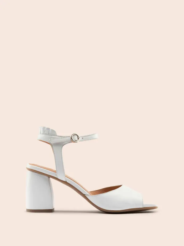Imperfect Zamora White Heel sold by Maguire Shoes