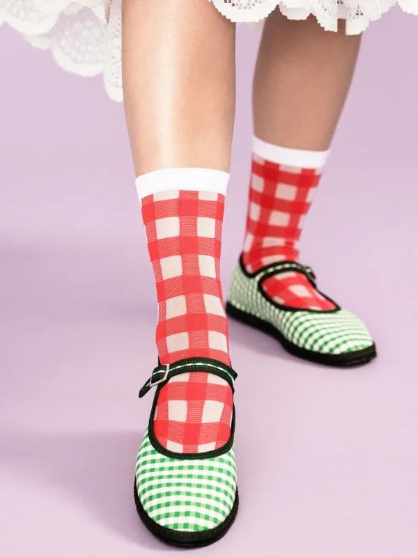 Shirley Sheer Crew Red sold by Maguire Shoes