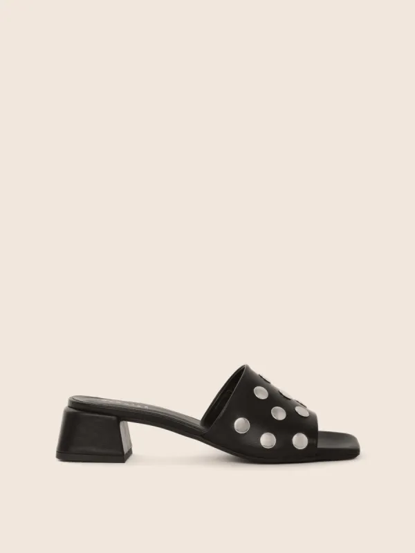 Mérida Black Stud Sandal sold by Maguire Shoes