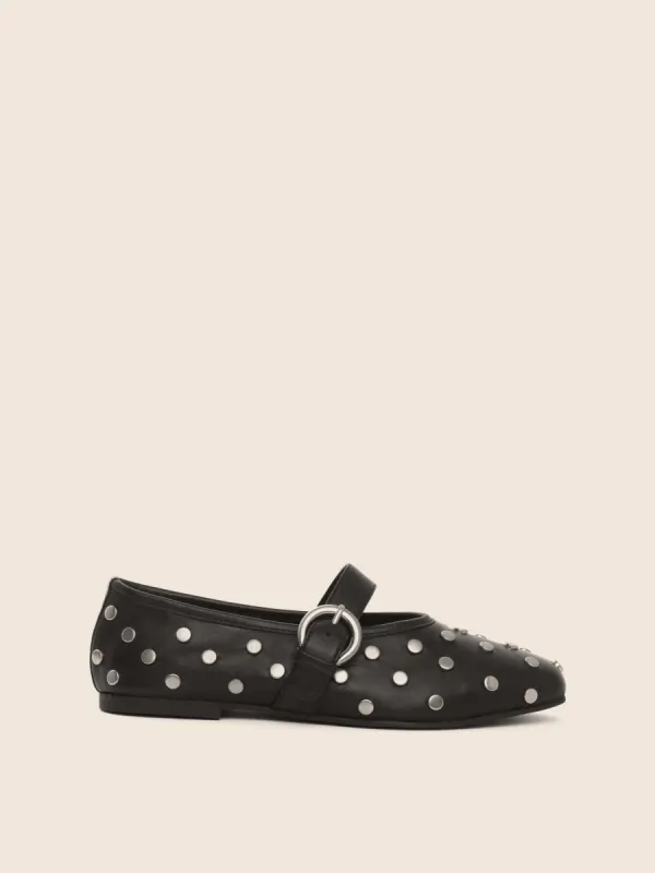 Aveiro Black Stud Ballerina sold by Maguire Shoes