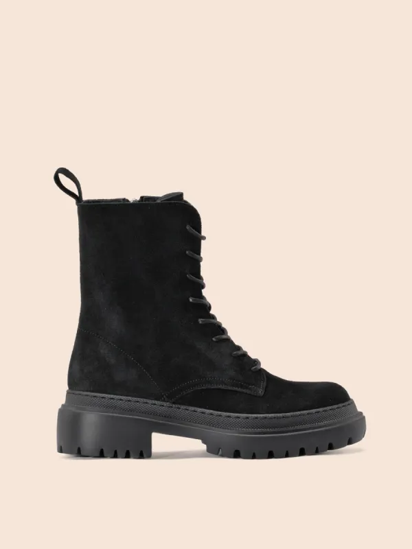 Belluno Black Suede Boot sold by Maguire Shoes