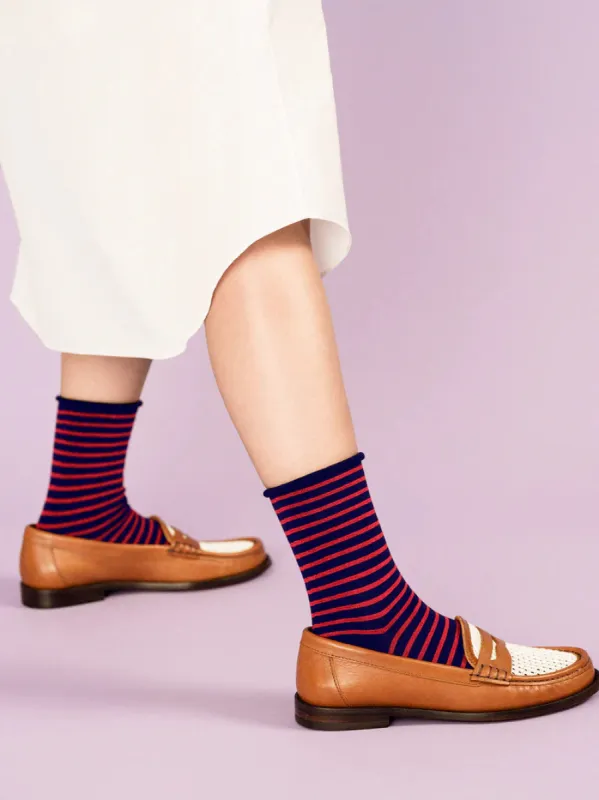 Nautical Stripe Crew Navy sold by Maguire Shoes