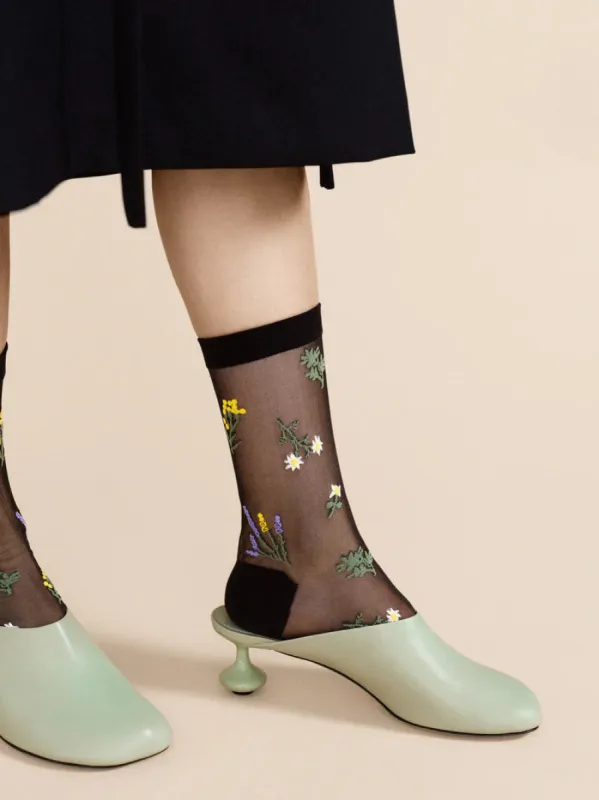 Wildflower Sheer Crew Black sold by Maguire Shoes