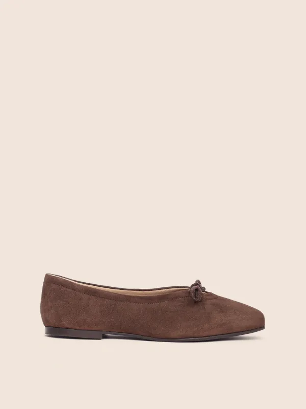 Prato Brown Suede Ballerina sold by Maguire Shoes