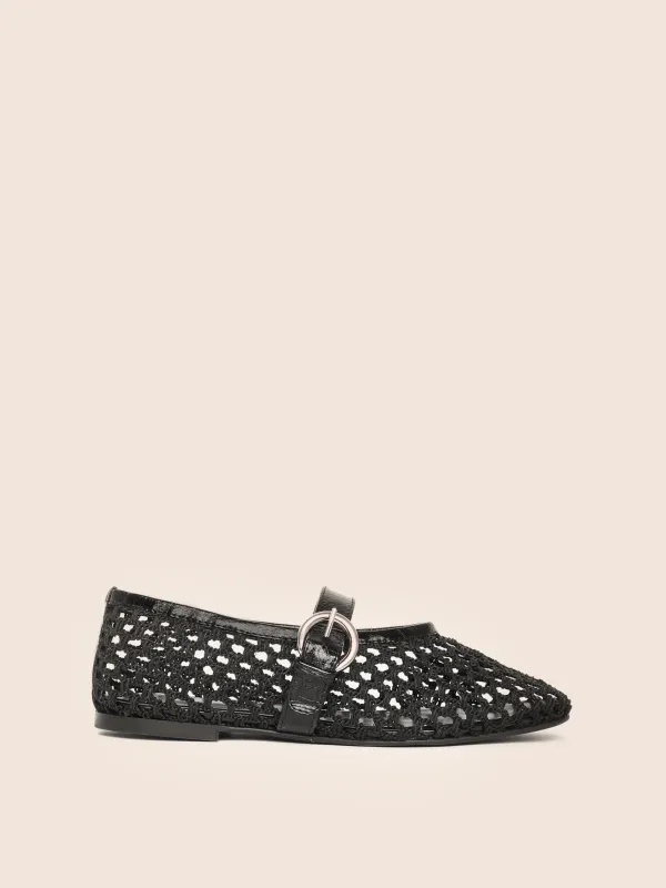 Aveiro Black Woven Ballerina sold by Maguire Shoes