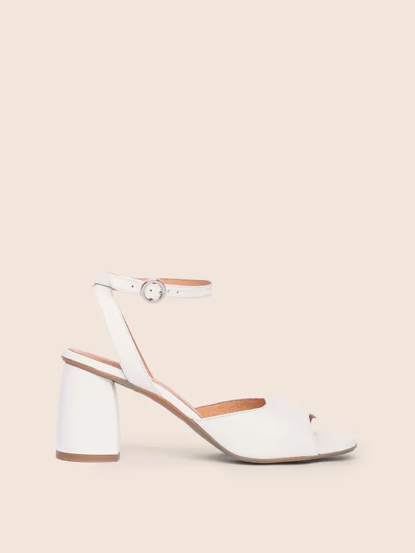 Malaga White Heel sold by Maguire Shoes