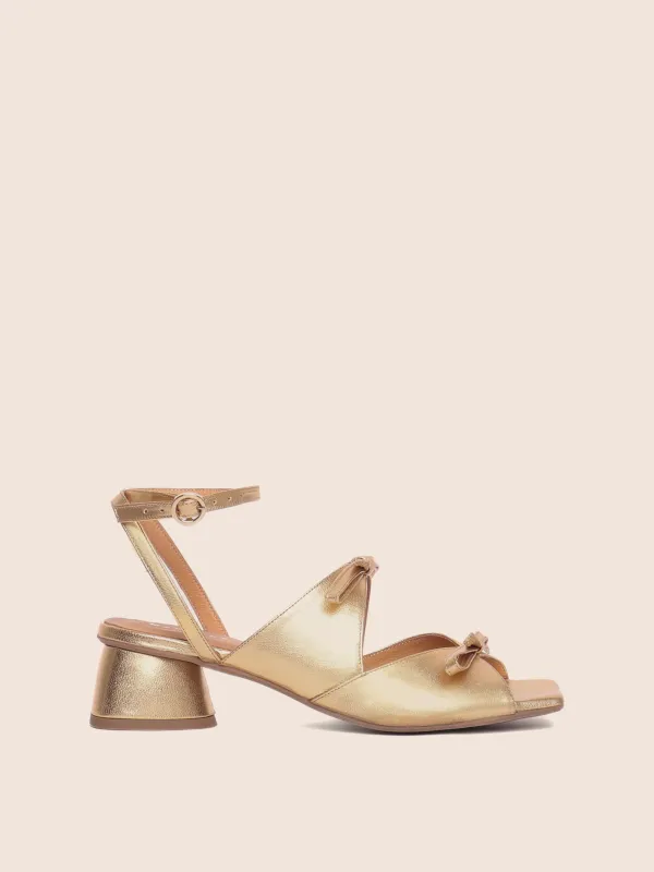 Mira Gold Heel sold by Maguire Shoes