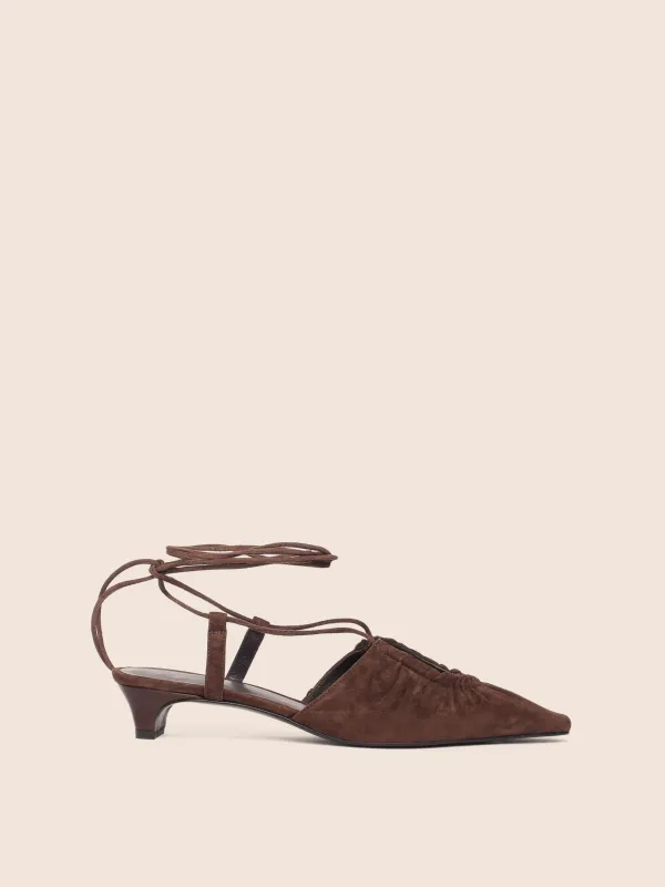 Rafael Brown Suede Pump sold by Maguire Shoes