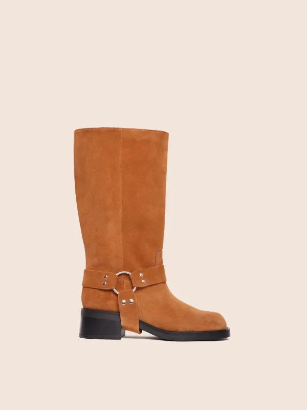 Lucca Honey Suede Boot sold by Maguire Shoes
