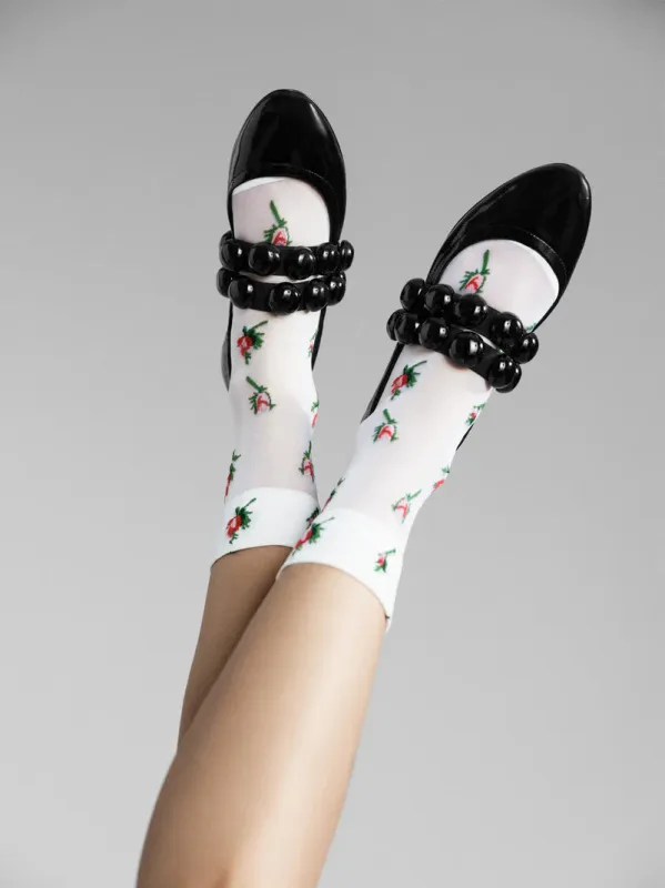 Rosebud Sheer Crew White sold by Maguire Shoes