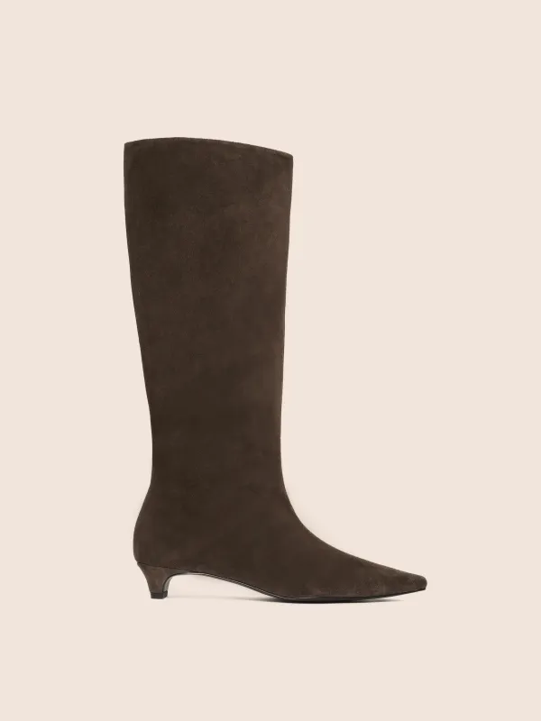 Novelda Brown Suede Boot sold by Maguire Shoes