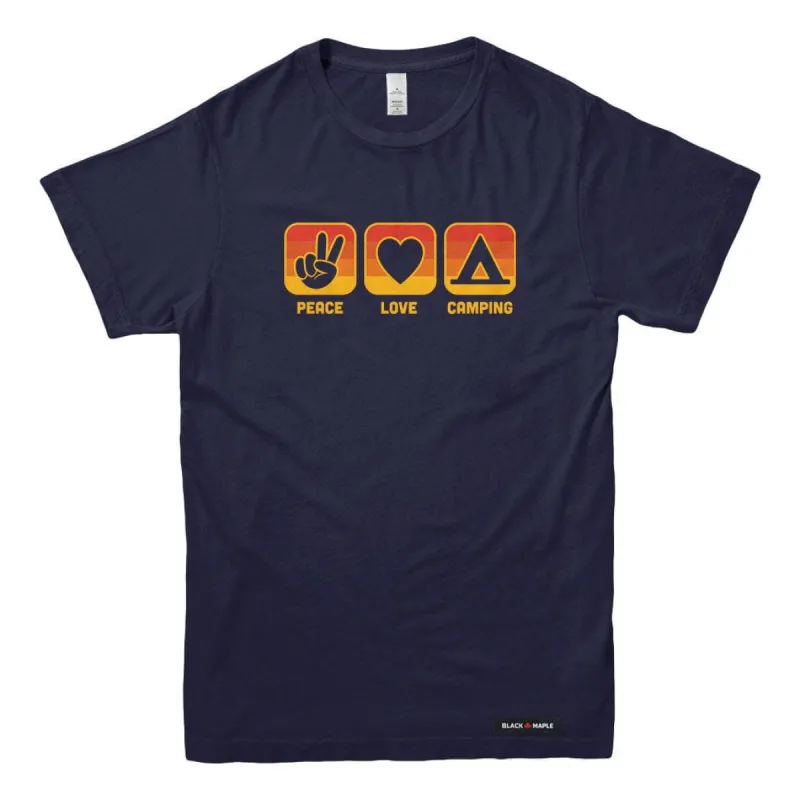 Peace Love Camping T-shirt sold by Black Maple Trading