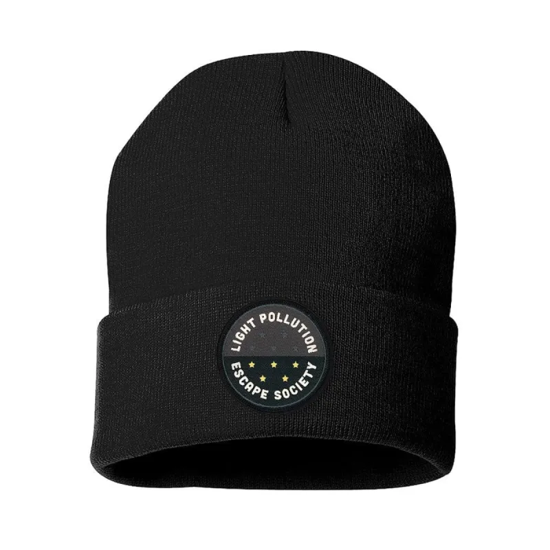 Light Pollution Escape Society Cuff Tuque sold by Black Maple Trading