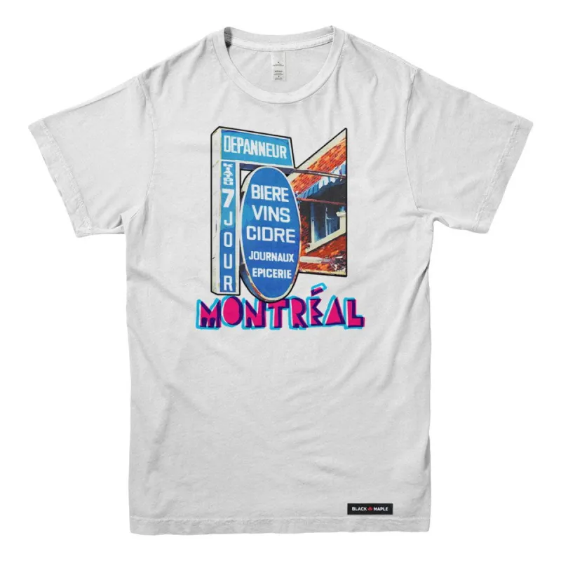 Montreal Depanneur Sign T-shirt made by Black Maple Trading