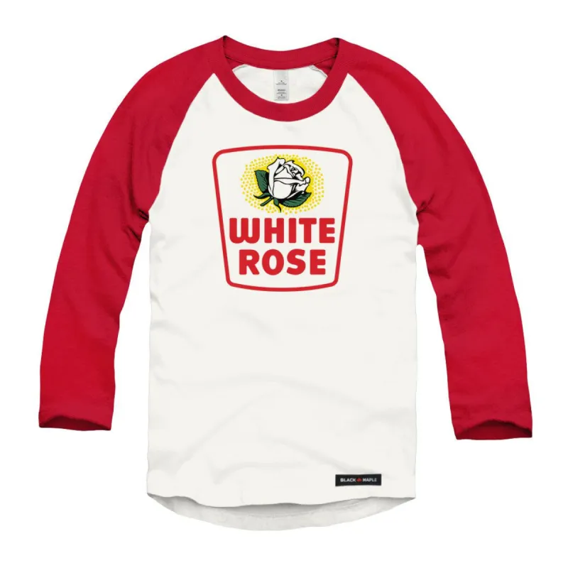 White Rose Logo Raglan Baseball Shirt sold by Black Maple Trading