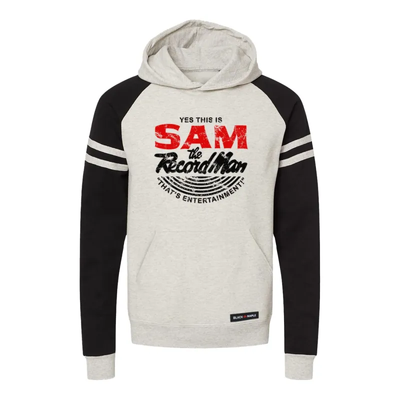 Sam the Record Man Varsity Hooded Sweatshirt sold by Black Maple Trading