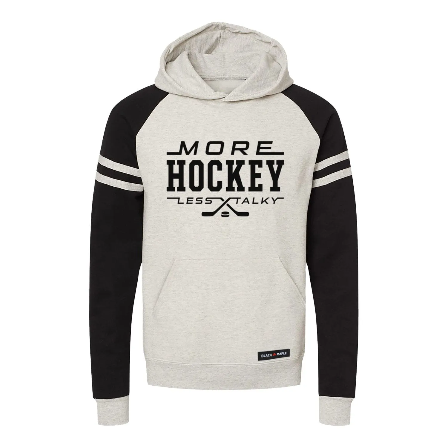 More Hockey Less Talky Varsity Hooded Sweatshirt sold by Black Maple Trading