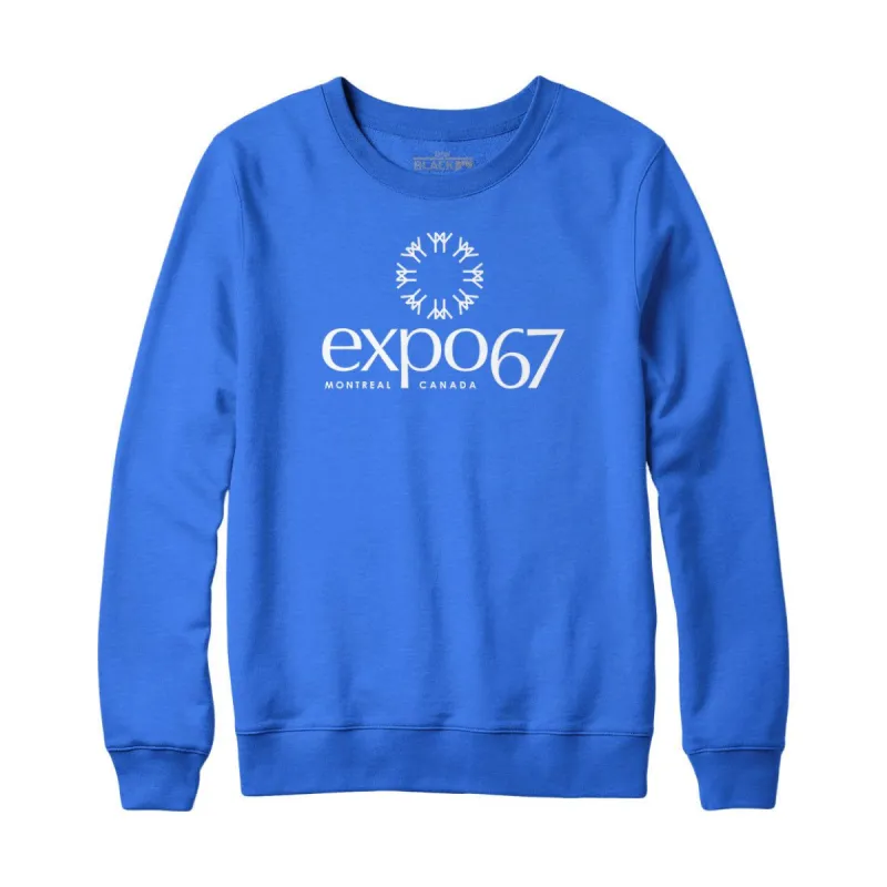 Expo 67 Vertical White Logo Sweatshirt and Hoodie sold by Black Maple Trading