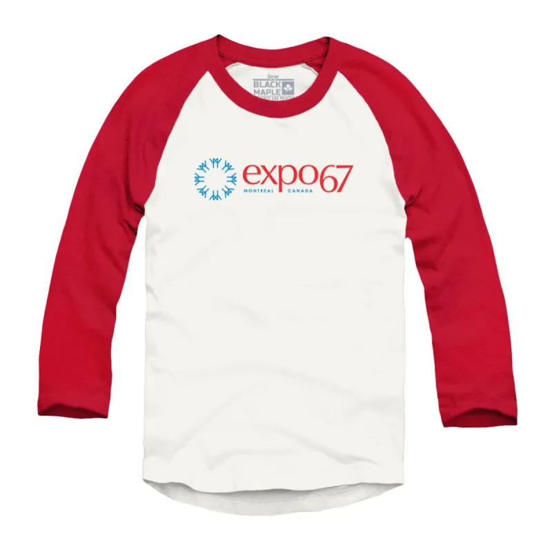 Expo 67 Horizontal Coloured Logo Raglan Baseball Shirt sold by Black Maple Trading