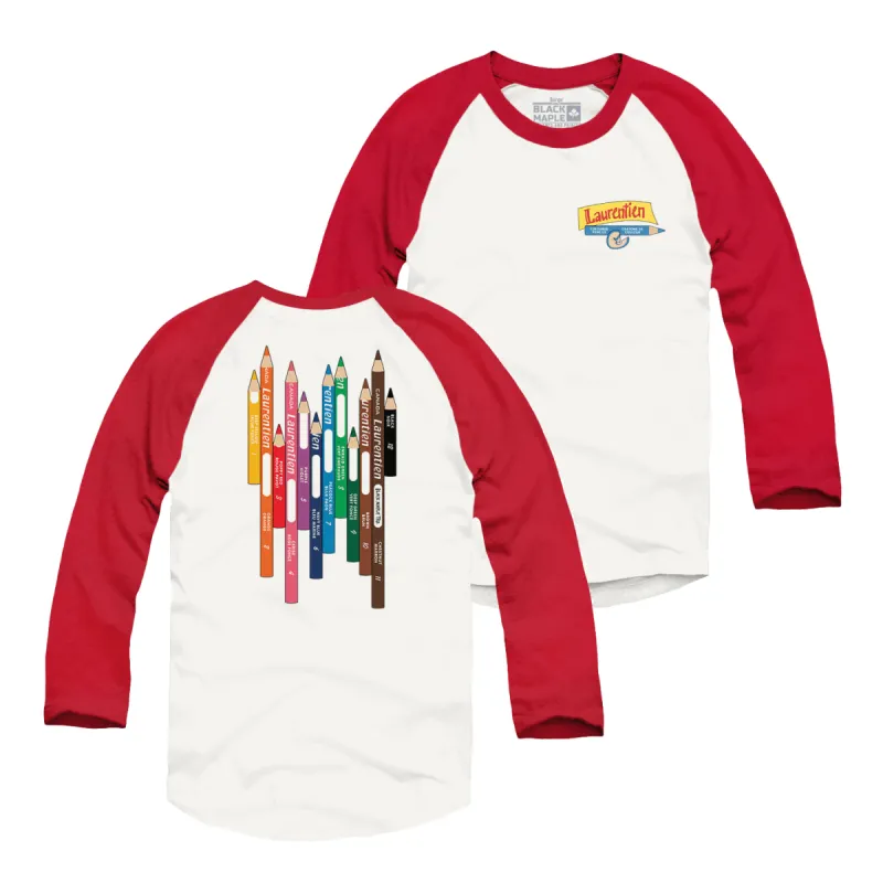 Laurentien Coloured Pencils Raglan Baseball Shirt sold by Black Maple Trading