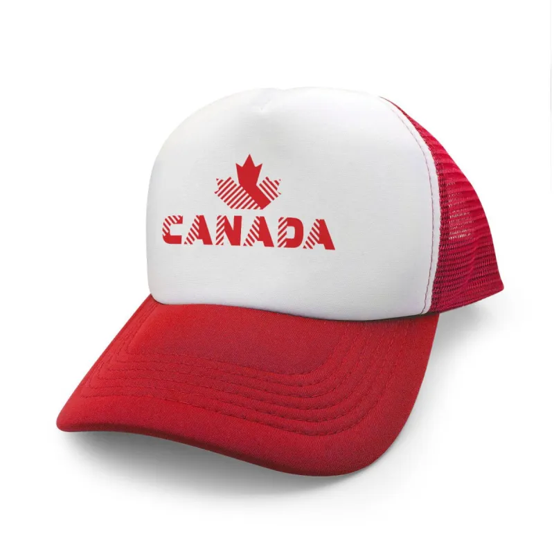 Canada Striped Design Retro Foam Trucker Hat sold by Black Maple Trading