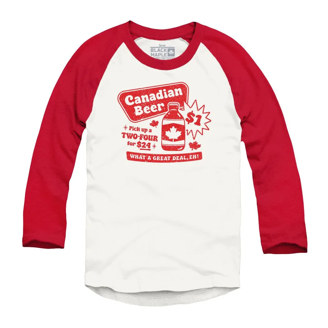 Canadian Dollar Beer Raglan Baseball Shirt sold by Black Maple Trading