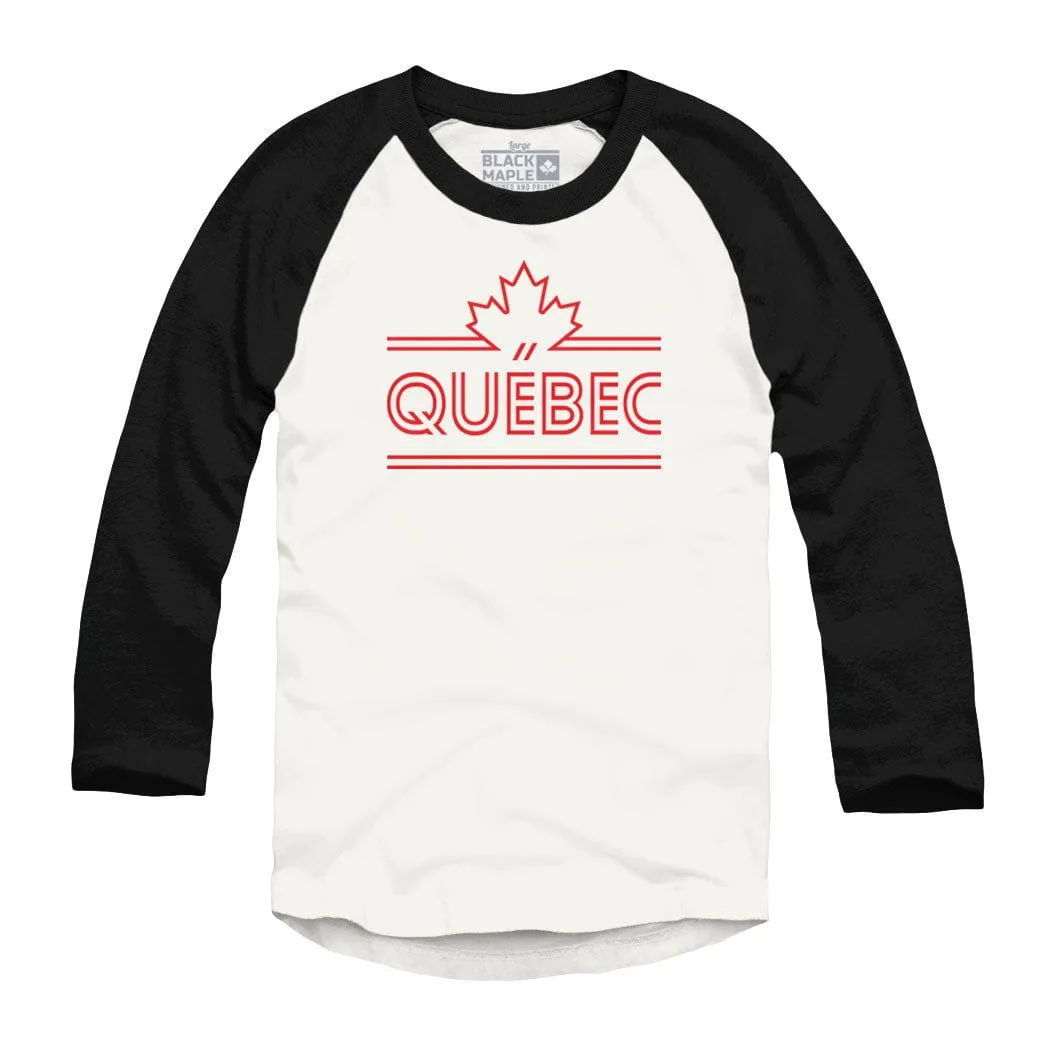 Quebec Maple Leaf Retro Stripe Raglan Baseball Shirt sold by Black Maple Trading