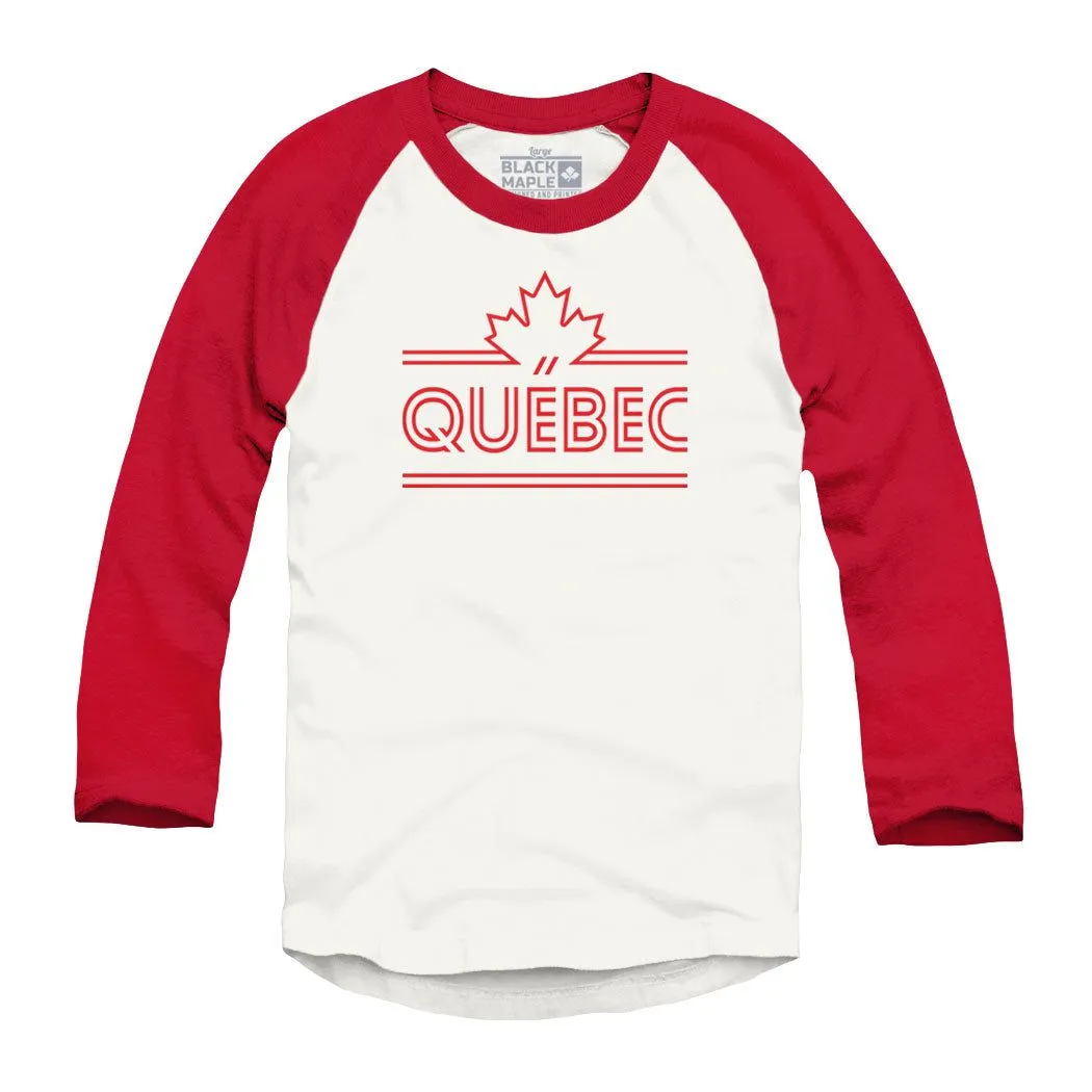 Quebec Maple Leaf Retro Stripe Raglan Baseball Shirt sold by Black Maple Trading product image thumbnail 2