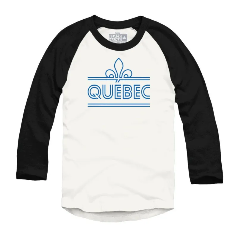 Quebec Fleur de Lys Retro Stripe Raglan Baseball Shirt sold by Black Maple Trading