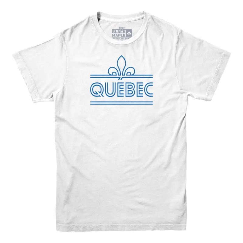 Quebec Fleur de Lys Retro Stripe T-shirt sold by Black Maple Trading