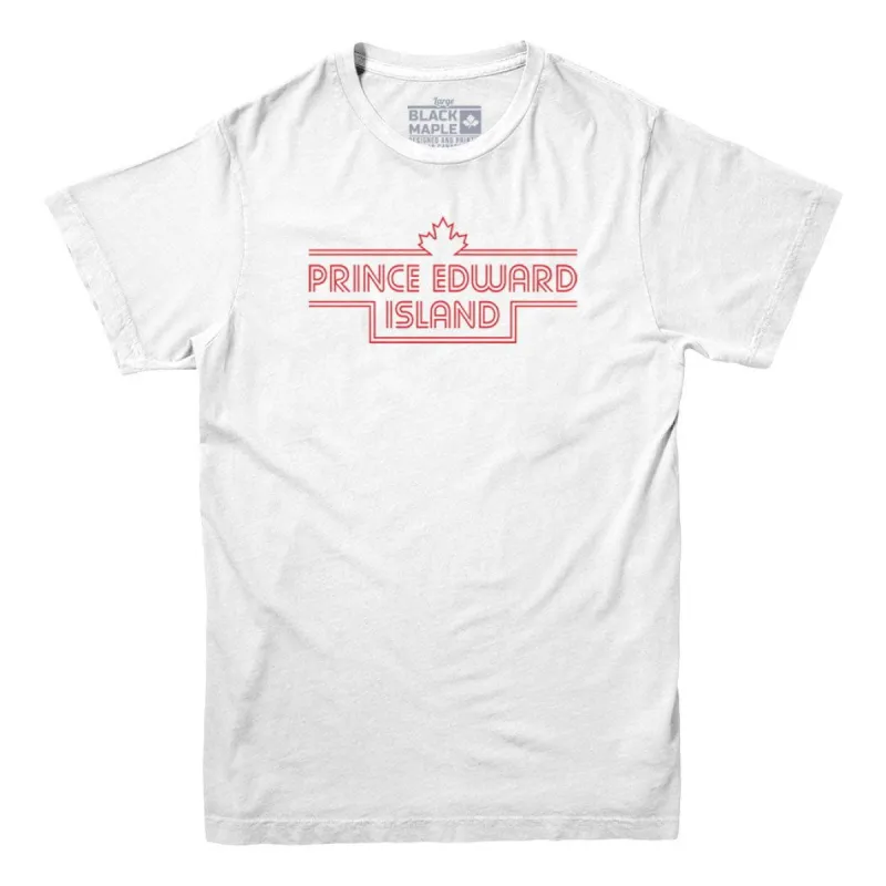 Prince Edward Island Retro Stripe T-shirt sold by Black Maple Trading