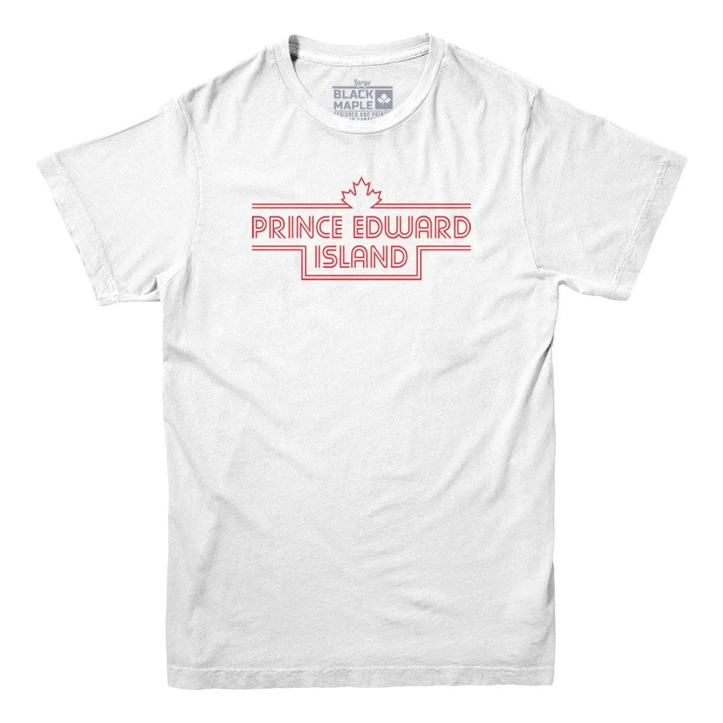 Prince Edward Island Retro Stripe T-shirt sold by Black Maple Trading