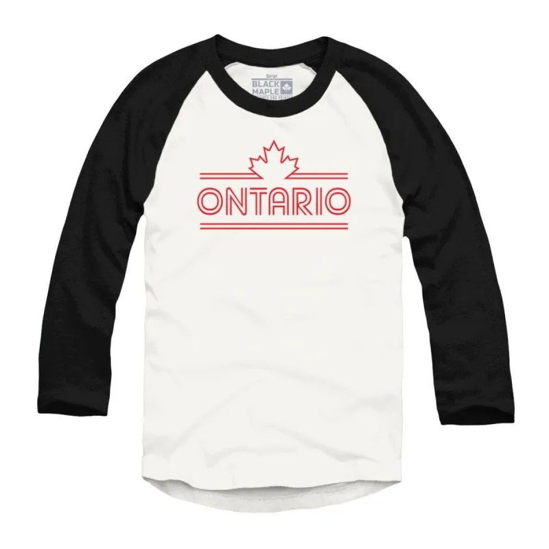 Ontario Retro Stripe Raglan Baseball Shirt sold by Black Maple Trading