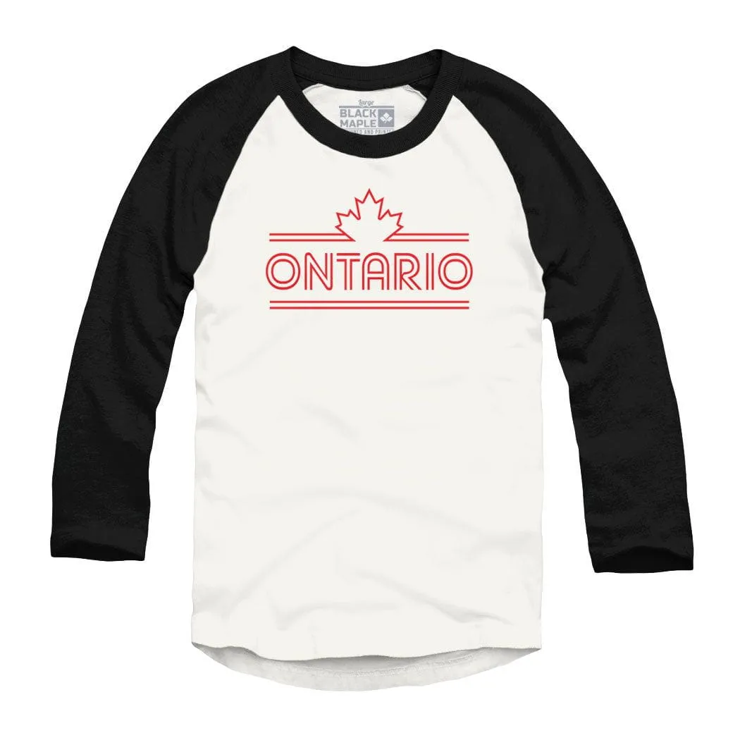 Ontario Retro Stripe Raglan Baseball Shirt sold by Black Maple Trading