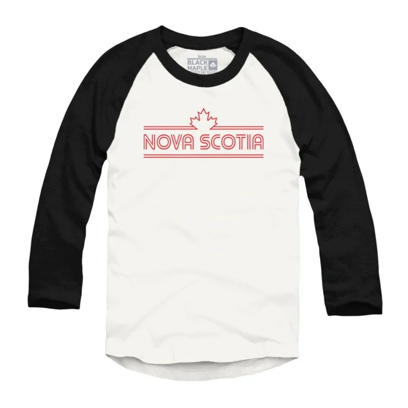 Nova Scotia Retro Stripe Raglan Baseball Shirt sold by Black Maple Trading