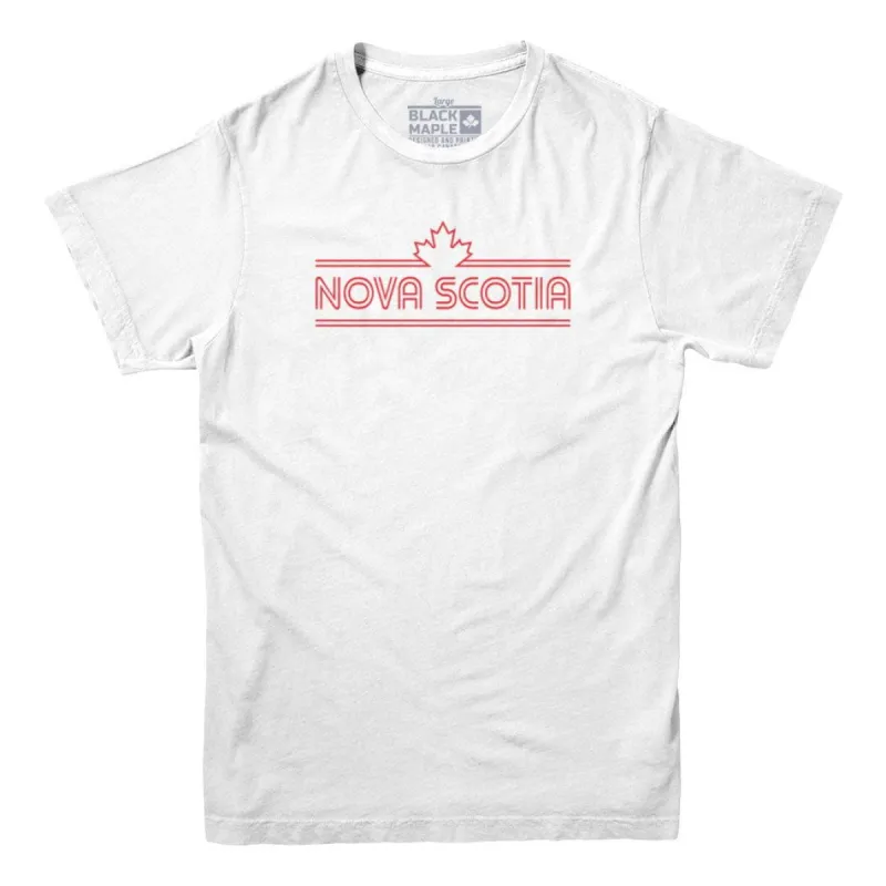 Nova Scotia Retro Stripe T-shirt sold by Black Maple Trading
