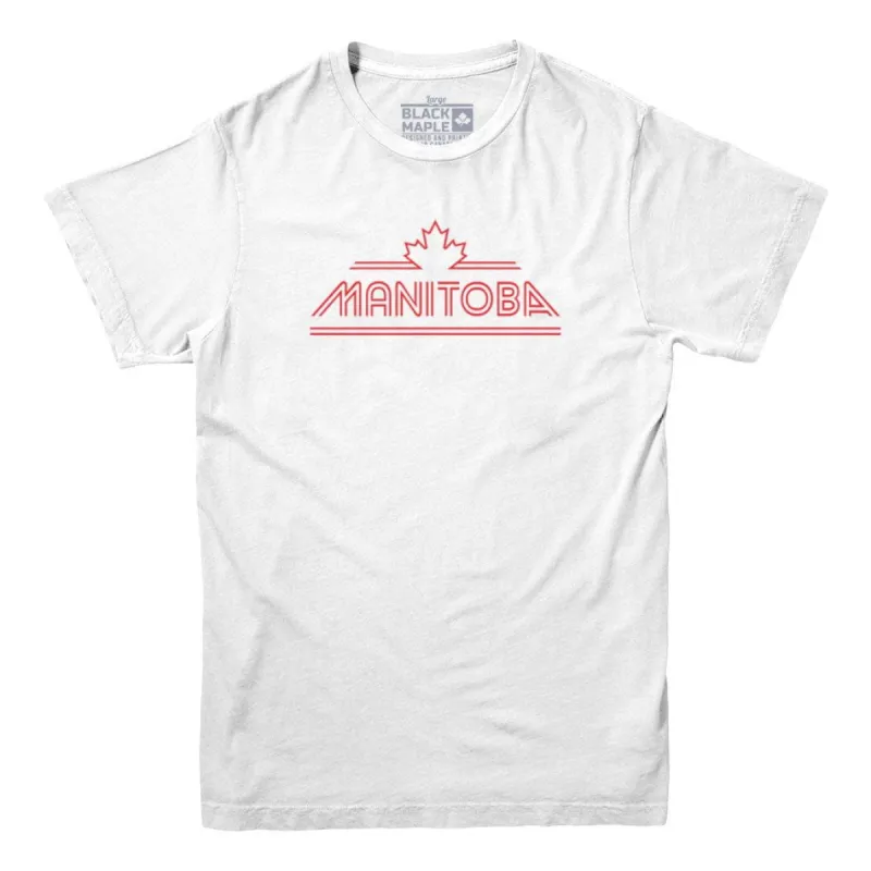 Manitoba Retro Stripe T-shirt sold by Black Maple Trading