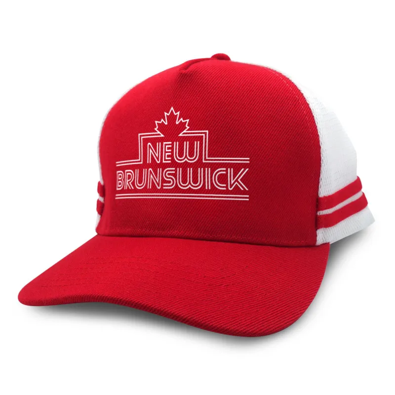 New Brunswick Retro Stripe Trucker Cap sold by Black Maple Trading